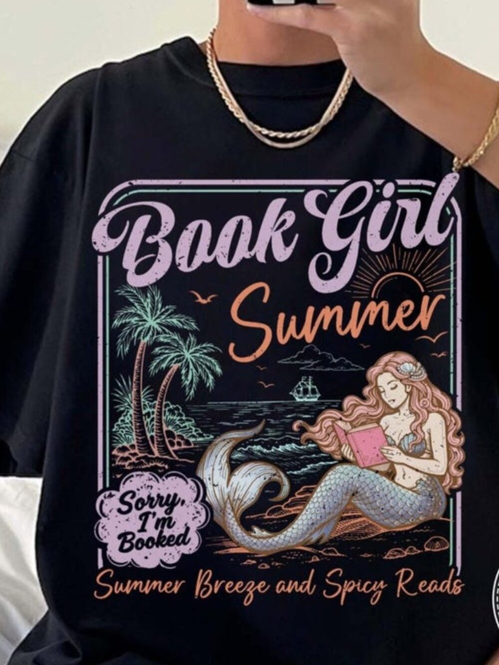 Book Girl Summer T-shirt, Beachy Mermaid Reading Tee